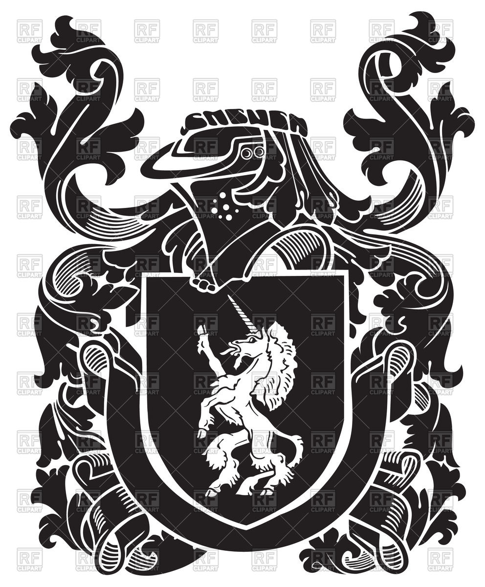992x1200 Heraldic Unicorn On Medieval Coat Of Arms Vector Image Of Signs