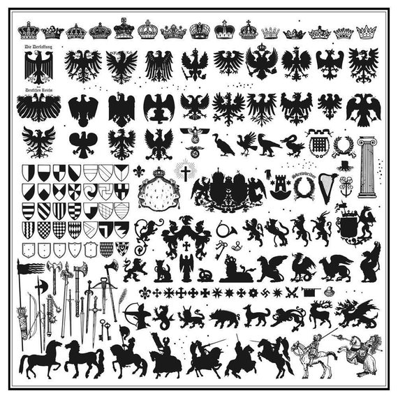 570x570 Vintage Heraldry Silhoettes Heraldic Elements Collection Coat