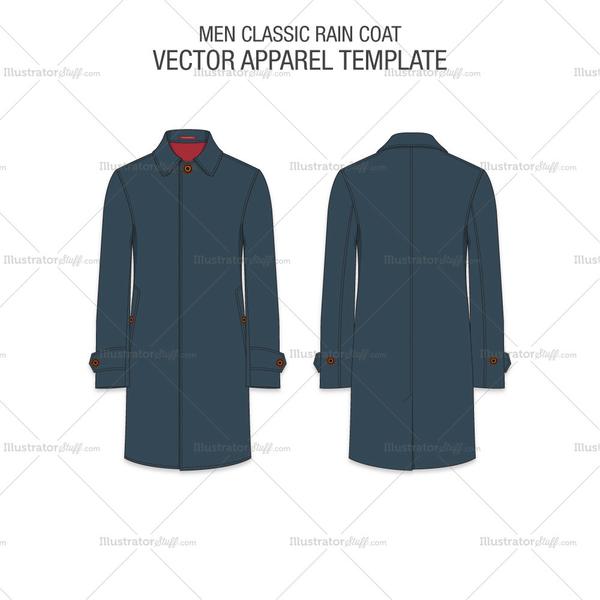 600x600 Men Classic Raincoat Vector Template Templates For Fashion