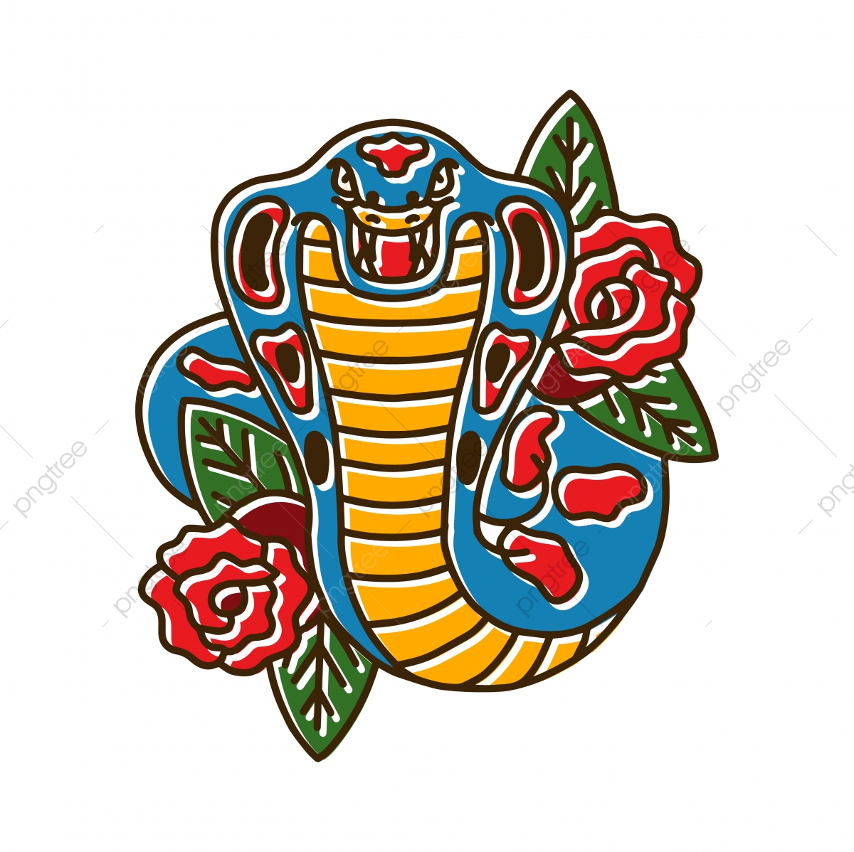 1200x1198 Cobra Snake With Rose, Flower, Tattoo, Cobra Png And Vector