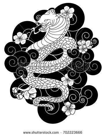 367x470 Black And White Snake Cobra Tattoo Style Cobra Vector King Cobra