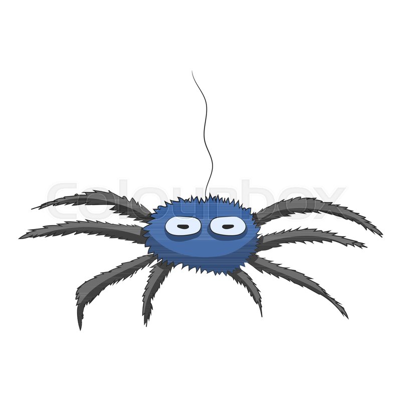 800x800 Cartoon Spider Hanging On A Cobweb Stock Vector Colourbox