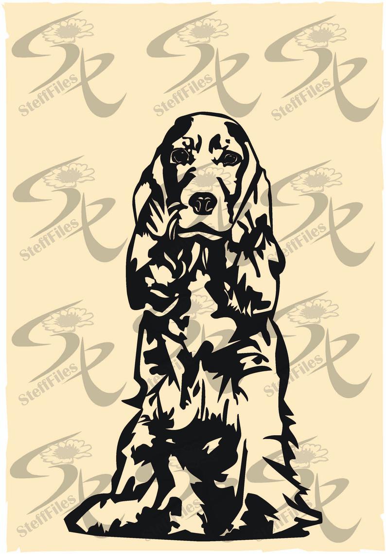 794x1138 Vector Golden Cocker Spaniel Dog Artsilhouette Digital Etsy