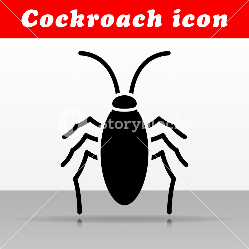 1000x1000 Illustration Of Black Cockroach Vector Icon Design Royalty Free