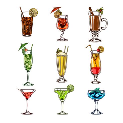 490x490 Vector Set Of Cocktail Glasses