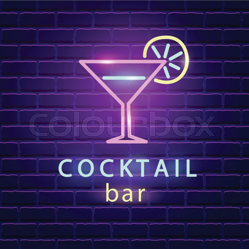 800x800 Cocktail Bar Neon Logo Bright Emblem Stock Vector Colourbox