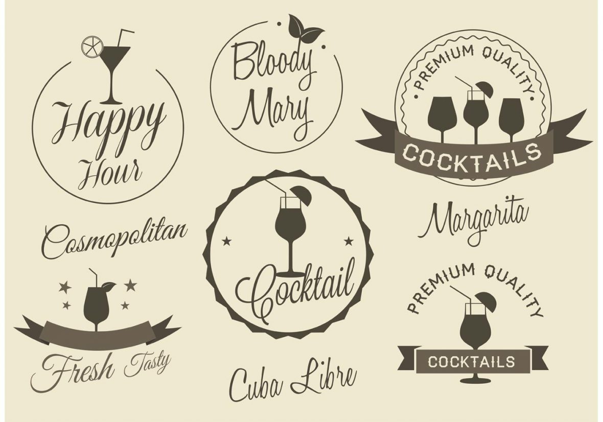 1180x826 Free Vector Cocktail Labels