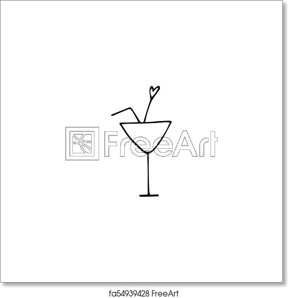 561x581 Free Art Print Of Cocktail Logo Element Vector Hand Drawn Objects