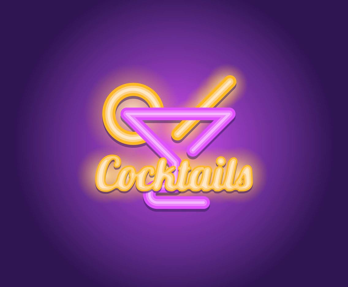 1136x936 Neon Sign Cocktail Bar Vector Vector Art Graphics