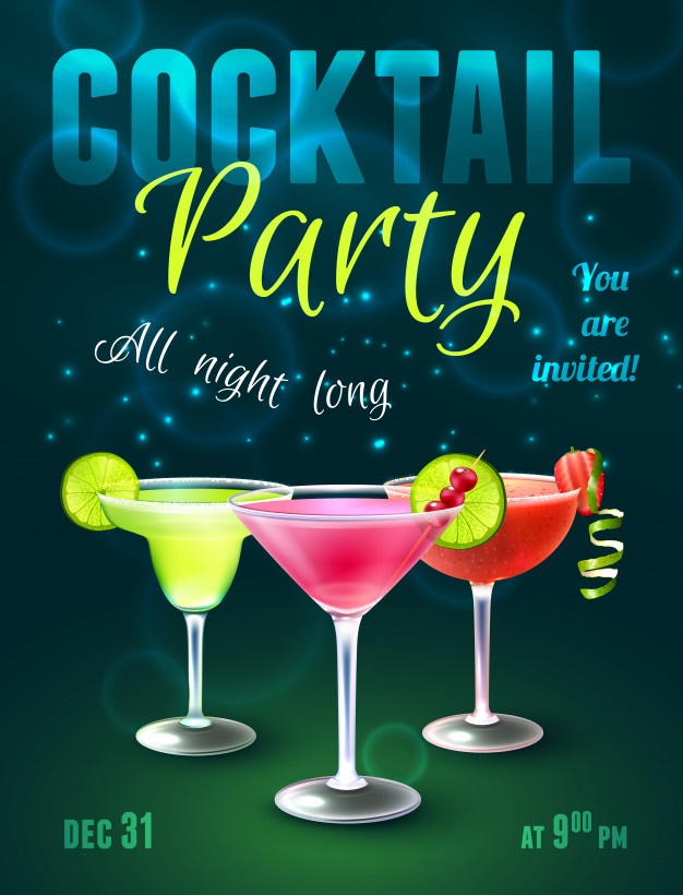 626x820 Cocktail Party Poster Vector Free Download
