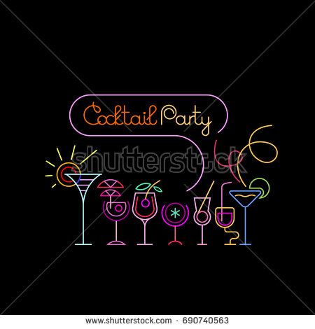 450x470 Neon Colors On A Black Background Cocktail Party Vector
