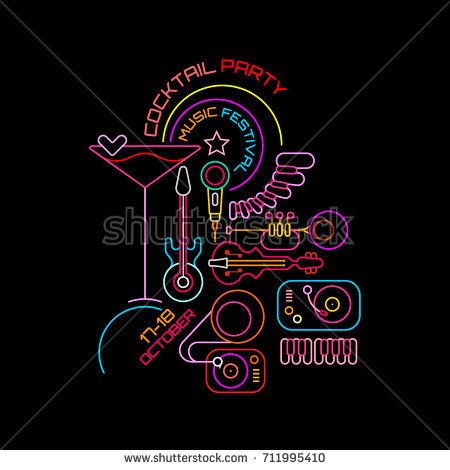 450x470 Neon Colors On A Black Background Music Festival And Cocktail