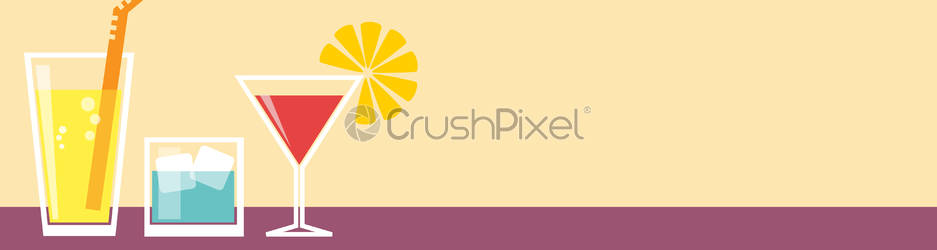 937x250 Banner Cocktail Party, Vector Background In Flat Design