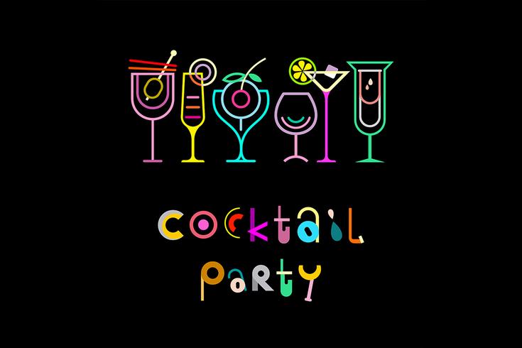 735x490 Cocktail Party Vector Poster