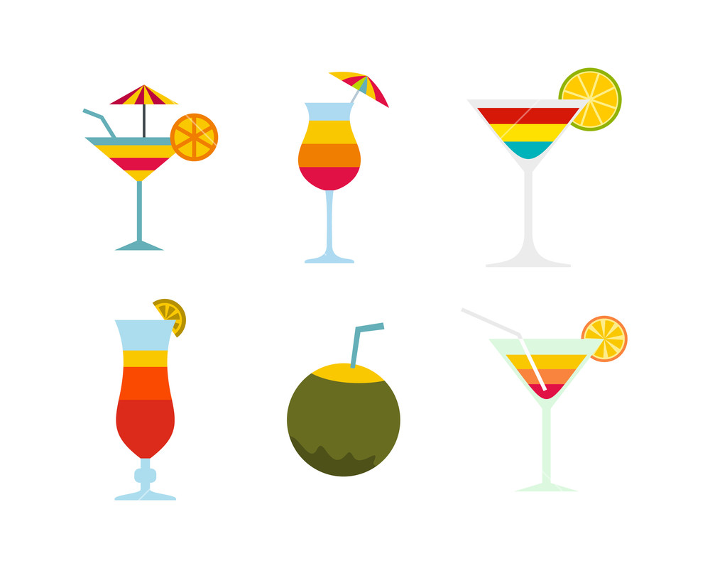 1000x800 Cocktail Icon Set Flat Set Of Cocktail Vector Icons For Web
