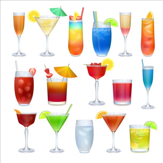 550x550 Colored Cocktail Vector Set Free Download