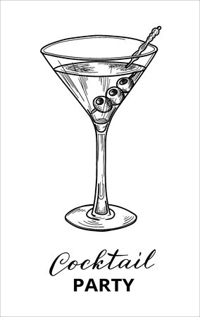 284x450 Hand Drawn Martini Cocktail, Vector Illustration Cocktail Party