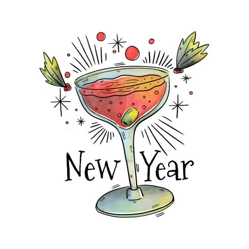 490x490 New Year Cocktail Vector