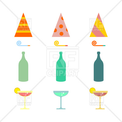 400x400 Party Set Celebratory Cap And Party Horn, Alcohol Cocktail Vector