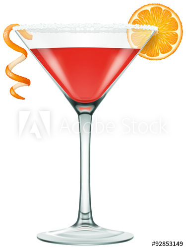 375x500 Realistic Looking Cosmopolitan Martini Cocktail Vector