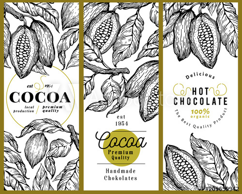 500x400 Cocoa Bean Tree Banner Template Set Chocolate Cocoa Beans