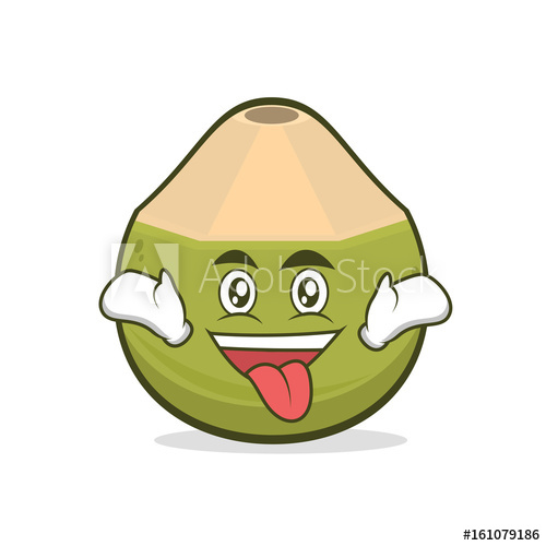 500x500 Crazy Green Coconut Cartoon Character