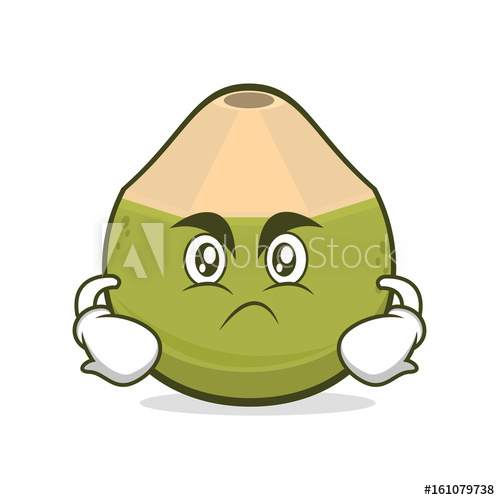 500x500 Angry Green Coconut Cartoon Character