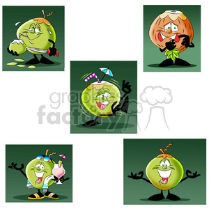 300x300 Cartoon Coconut Character Mascot Charlie Set Clipart Royalty Free
