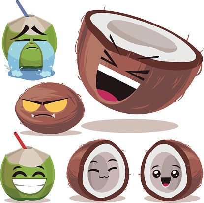 415x414 Coconut Cartoon Set B Art References In Food Cartoon