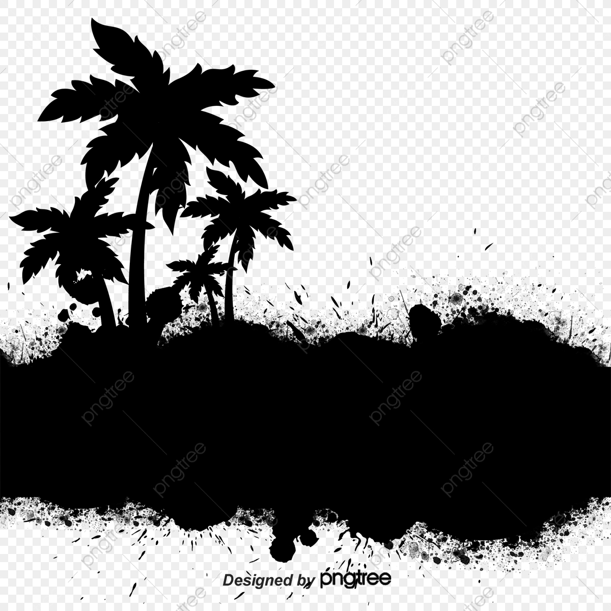 Black Silhouette Of A Coconut Tree Decoration, Black Vector 1200x1200 Black Silhouette Of A Coconut Tree Decoration, Black Vector