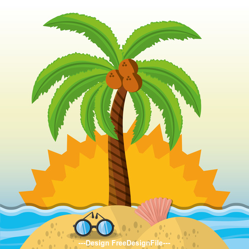 500x500 Cartoon Beach Coconut Tree Vector Free Download