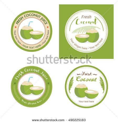 450x470 Set Of Fresh Young Coconut Badge Label And Logo For Sticker