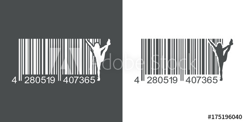 500x250 Icono Plano Codigo De Barras Chica Fitness Gris Y Blanco