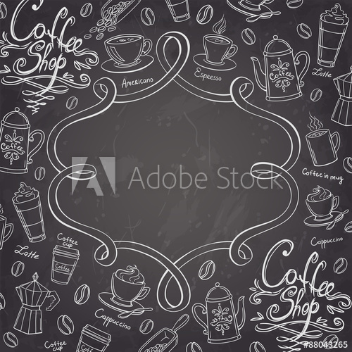 500x500 Coffee Shop Design Frame Stylized Chalkboard Coffee Background