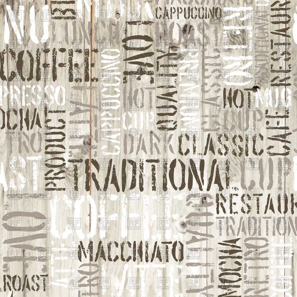 1200x1200 Coffee Words On Wooden Background Vector Image Of Backgrounds