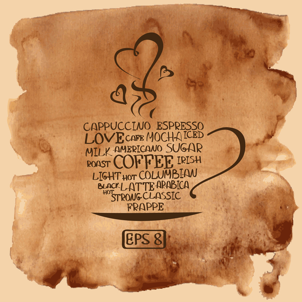 600x600 Grunge Watercolor Coffee Background Vector Free Download