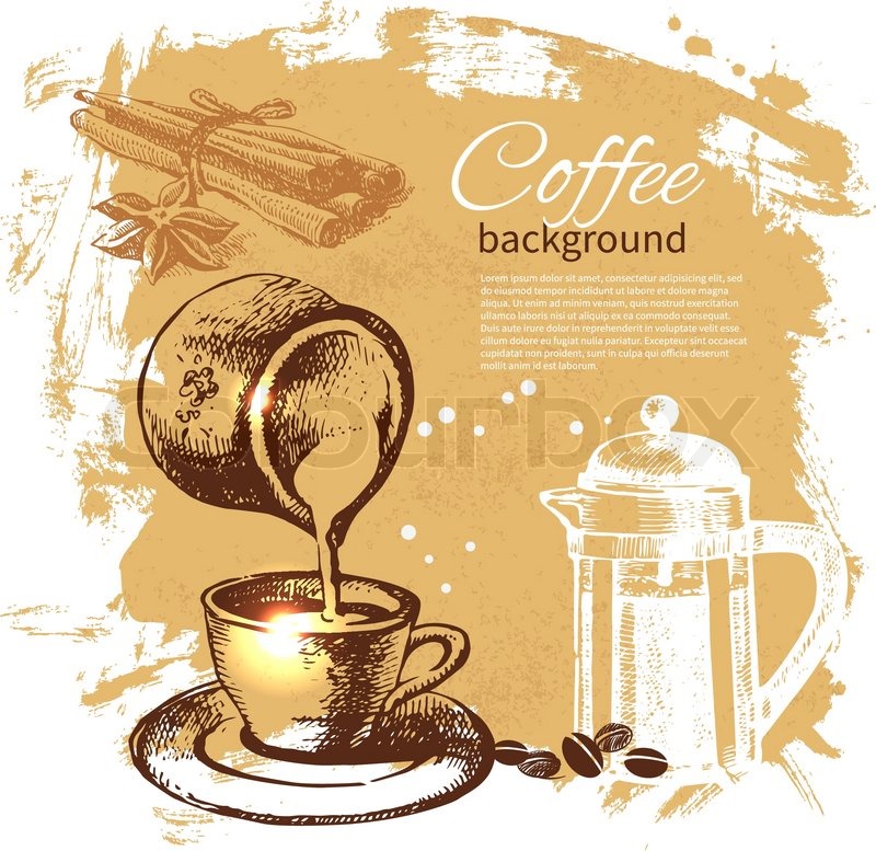 800x777 Hand Drawn Vintage Coffee Background Stock Vector Colourbox