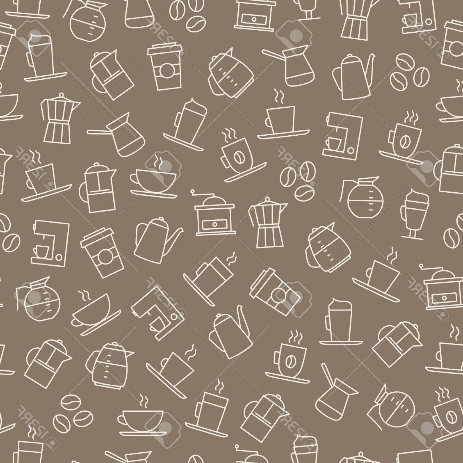 1560x1560 Photostock Vector Coffee Background Seamless Pattern