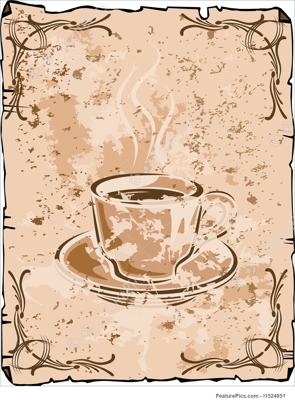 994x1360 Vector Coffee Cup Background, Old Grungy Version Coffee Illustration