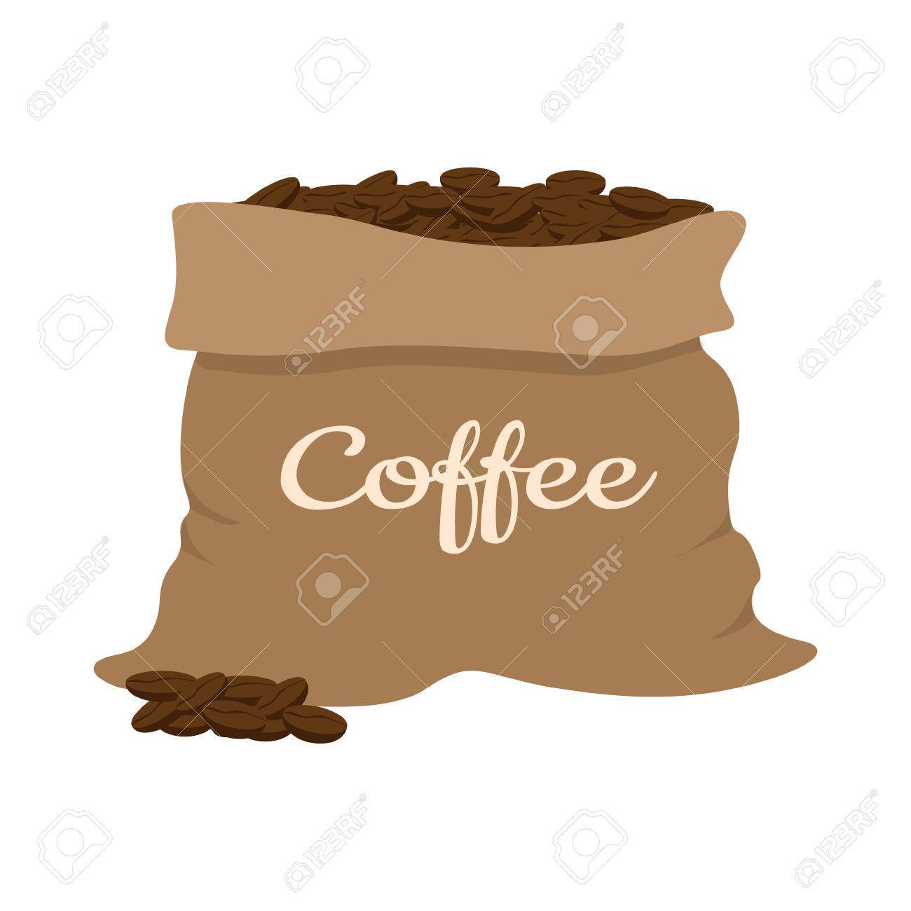 1300x1300 Coffee Beans In A Bag, Vector Illustration Clipart Portal