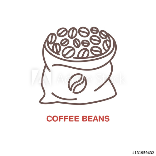 500x500 Coffee Beans In Bag Vector Line Icon Barista Equipment Linear