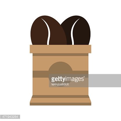 416x416 Coffee Beans In Paper Bag Vector Illustration Premium Clipart
