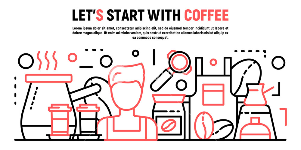 Start Day With Coffee Banner Outline Illustration Of Start Day 1000x500 Start Day With Coffee Banner Outline Illustration Of Start Day