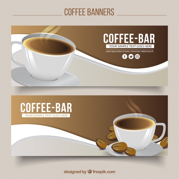 Wave Banners With Cup Of Coffee Vector Free Download 626x626 Wave Banners With Cup Of Coffee Vector Free Download