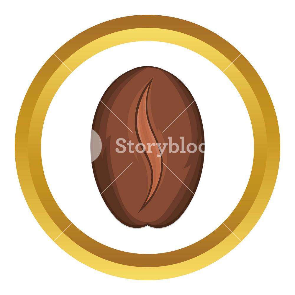 Coffee Bean Vector Icon In Golden Circle, Cartoon Style Isolated 1000x1000 Coffee Bean Vector Icon In Golden Circle, Cartoon Style Isolated