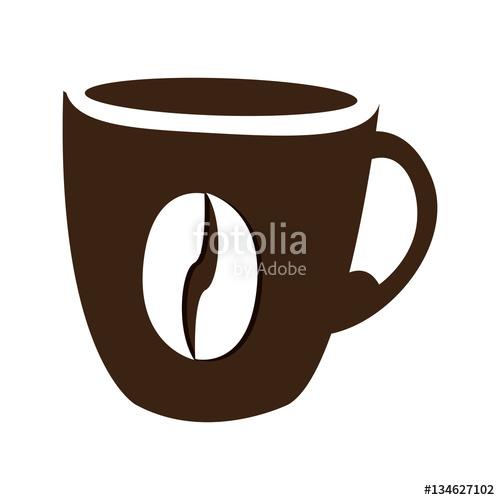 500x500 Isolated Coffee Cup With A Coffee Bean, Vector Illustration Stock