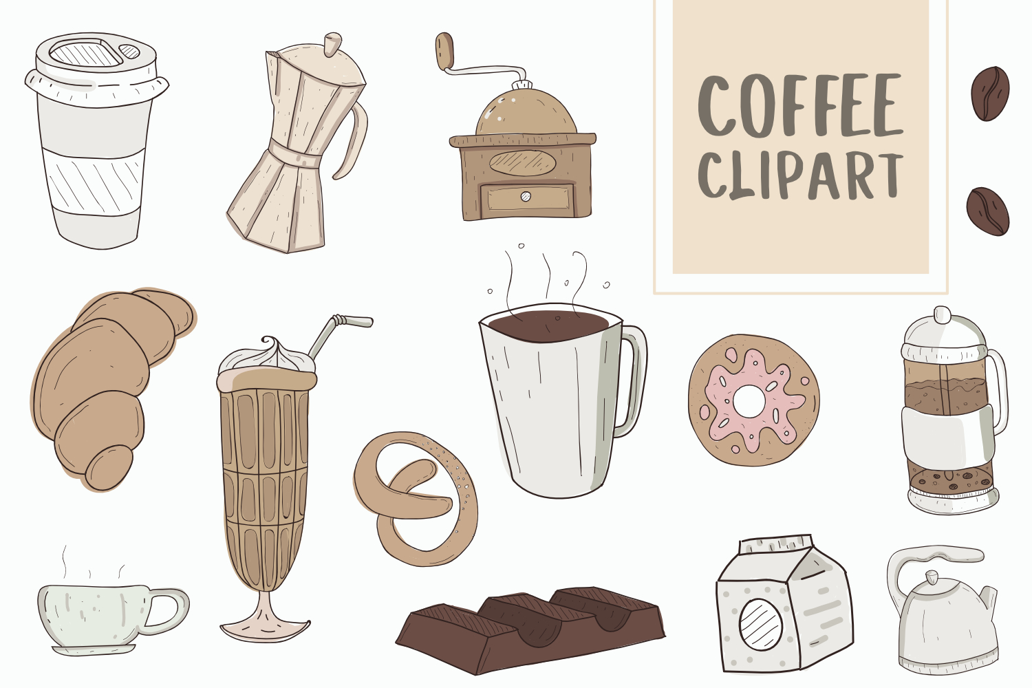 1500x1000 Coffee Doodle Icons And Vector Illustrations