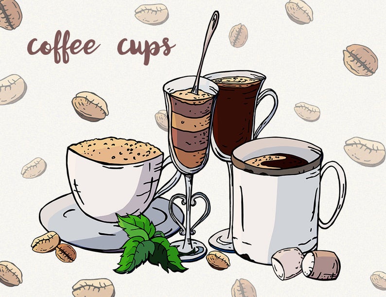 794x611 Coffee Clipart Coffee Cup Sweets Clipart Vector Coffee Clipart Etsy
