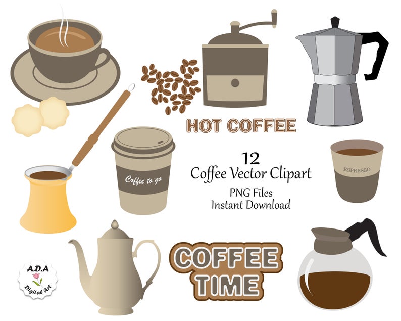 794x635 Coffee Clipart Coffee Vector Clip Art Clipart Set Of Coffee Etsy