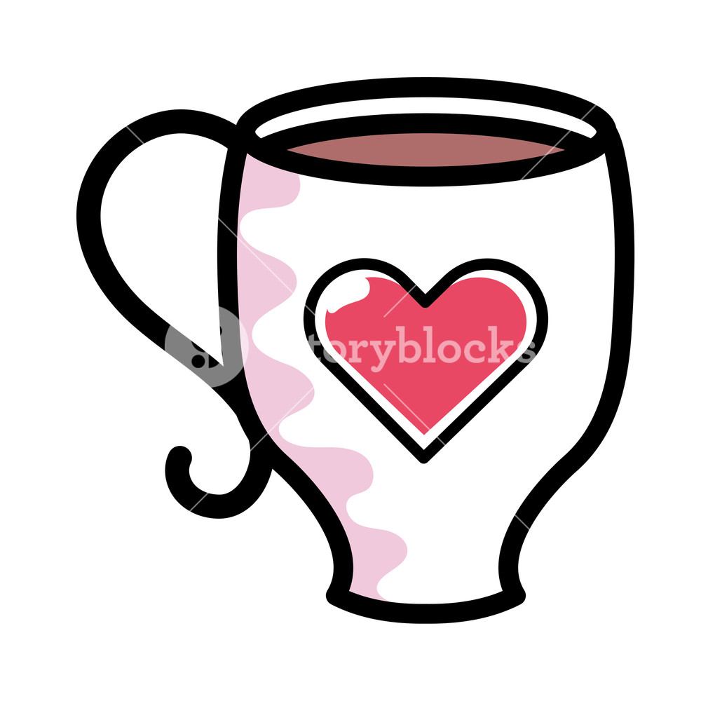 1000x1000 Coffee Cup Icon With Heart Vector Illustration Graphic Design